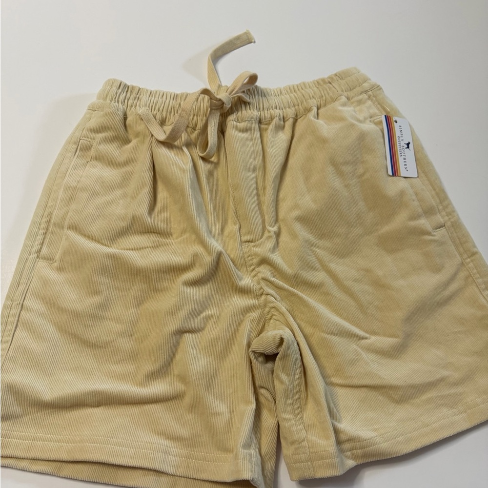 Simply Southern Men's Corduroy Drawstring Shorts in Light Tan